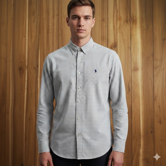 Polo Ralph Lauren Other - Polo Ralph Lauren Button Down Shirt Mens Large Grey Gingham Classic Fit Cotton